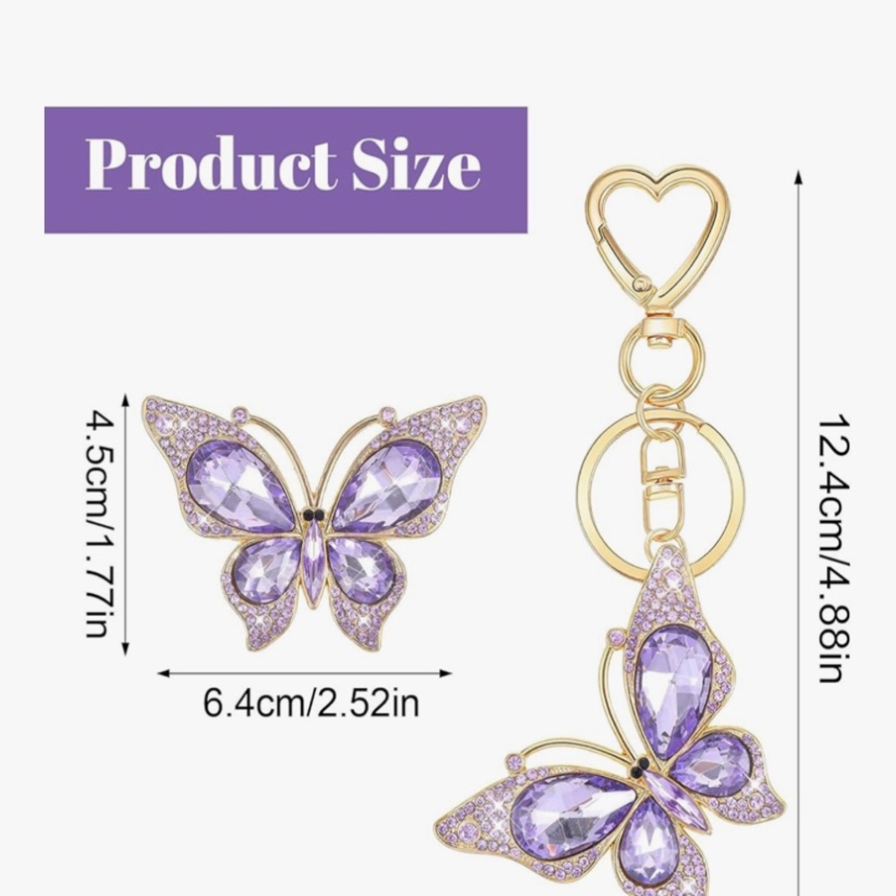 crystal butterfly purse/bag charm Keychain nwt - Picture 9 of 9